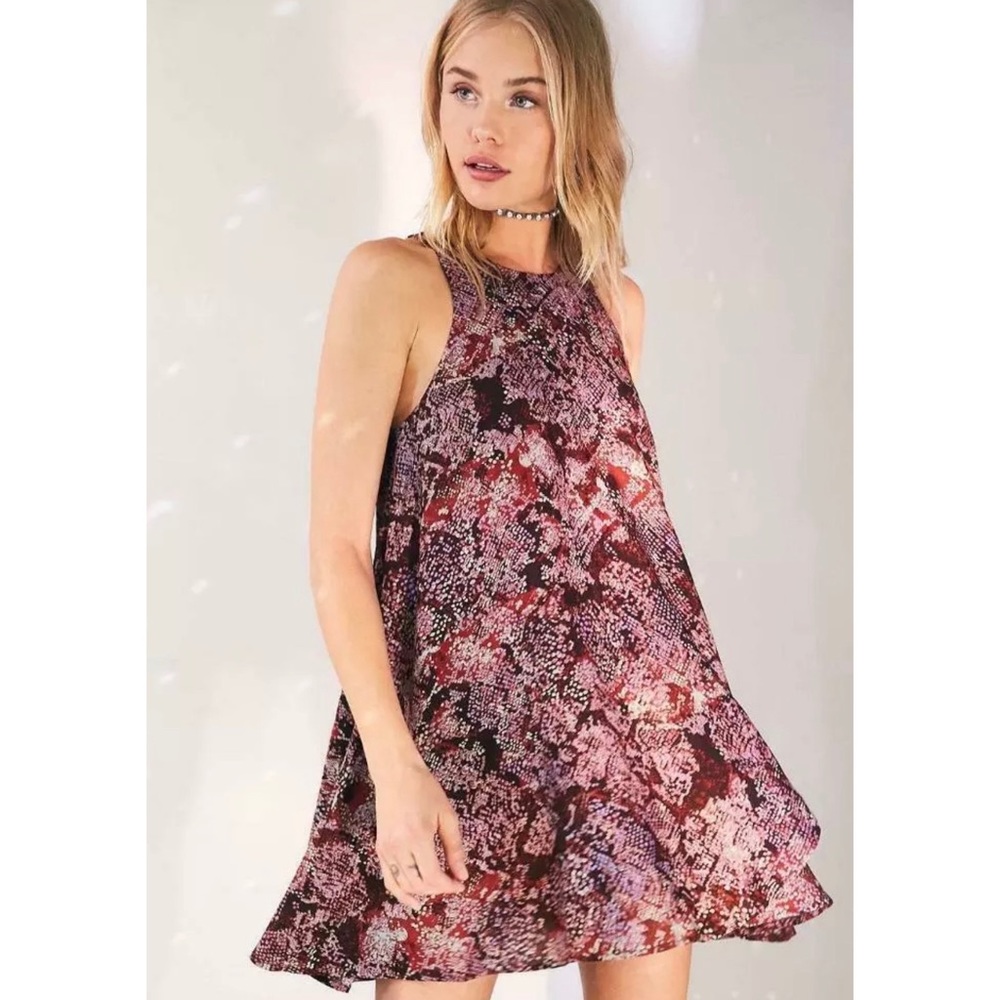 Silence + Noise Printed Wrap Open Back Mini Dress - image 1